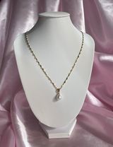 NEW Gold Pearl Drop Pendant Sequin Chain Necklace Photo 0