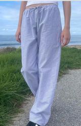 Brandy Melville Marie Lou Linen Pants Blue White Photo 0