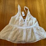American Eagle Striped with Lace Cotton Babydoll Top, Size M, NWT Photo 0
