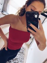 Red Ruffle Tube Top Photo 0