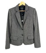 Jones New York Blazer Jacket Grey Herringbone Flap Pockets 2 Button Size 6 New Photo 0