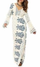 O'Neill Boho Bohemian Floral Kansas Long Sleeve Maxi Dress Size L NWT Photo 0