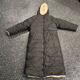 Women’s Large Polyester Black Pocketed Warm Hooded Trench Coat Jacket Photo 0