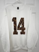 Handmade White Leopard Print Crewneck Photo 0