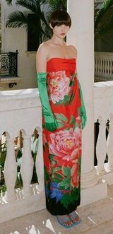 WOMAN STRAIGHT FRONT SLIT FLORAL PRINT DRESS 3604/250 Photo 0