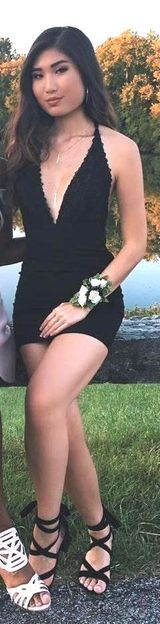 Lulus Halter Deep V Body Con Dress Photo 0