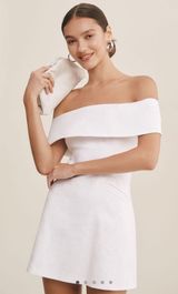 White Off The Shoulder Mini Dress Photo 0
