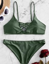 Zaful Olive Green Bikini Set Photo 0