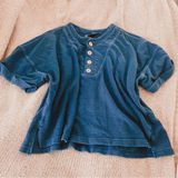 Universal Thread French terry colorful blue boho henley T shirt top Photo 0