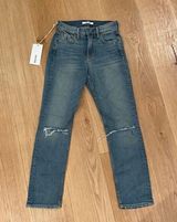 GRLFRND - Naomi High Rise Ripped Stretch Jeans in Blue Photo 0