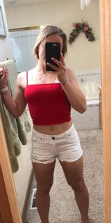 sts blue white distressed denim shorts Photo 0