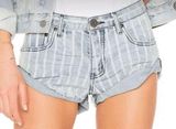 Striped Denim Bandits Low Waist Jean Shorts Women's Size 26 Photo 0