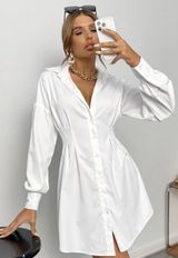 Cream Shirt Dress Tan Photo 0