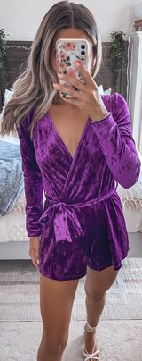Topshop Purple Velvet Romper Photo 0