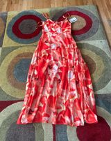 NWT  Seona Maxi Dress Orange Watercolor Print Spaghetti Straps Size Small Photo 0
