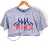 Destroyed The Beatles ‘Abbey Road’ Crop Top Gray Photo 0