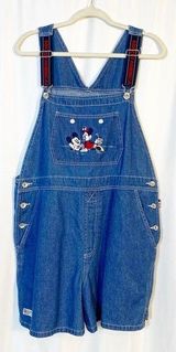 Store Vintage Denim Mickey Mouse American Sport Overall Bib Shortalls Photo 0