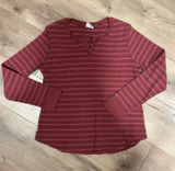 Columbia long sleeve, split neck red waffle shirt size L Photo 0