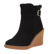 NEW Franco Sarto Women's Ulayna‎ Suede Faux Fur Wedge Boots Black Size 8 Photo 0