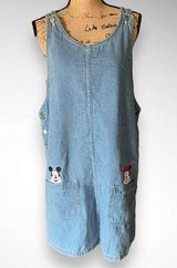 DISNEY UNLIMITED JERRY LEIGH Vintage Denim Embroidered Jumper Dress LG | EUC Photo 0