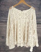 Free People Dress Women Small Crochet Lace Boho Oversize Tunic Cottagecore Fairy Photo 0