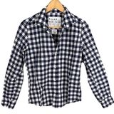 Frank & Eileen Womens Barry Crinkle Cotton Blue White Check Size S NWOT (flaw) Photo 0