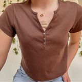 Vintage 90’s St. John’s Bay Cropped Brown Lace Detail Top Photo 0