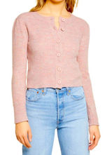 $84 NWT WAYF Women's Pointelle Button Cardigan Blush Melange Long Sleeve Sweater Photo 0