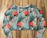 CALIA Swim Desert Floral Agave Leaf Cropped Rashguard Sz xL Long Sleeve Green Photo 0