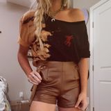 Urban Outfitters Distressed Fireball Slouch Neck Tee Shirt Photo 0