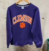 Russell Athletic Clemson University Tigers Purple Reverse Weave Patch Sweatshirt Photo 0