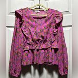 Entro boutique brand pink Large spring Floral Ruffle Women's Top Photo 0