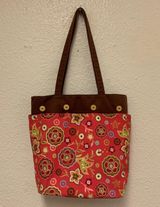 LONGABERGER Pretty in Pink 3 in 1 Brown Floral Reversible Tote Bag Purse.   Photo 0