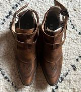 Roper Willa women's 7.5 brown western ankle boots with buckles cowgirl texas Photo 0