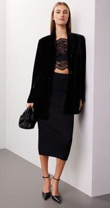 Endless Rose  Black Velvet Single Button Front Blazer Size Large Photo 0