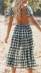 Mable green gingham backless dress Photo 0
