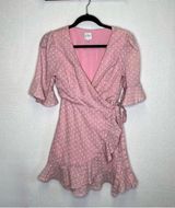 Princess Polly | Babydoll Wrap Dress Polka Dot Pink 8 Photo 0