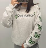 Custom Butterfly Crewneck Sweatshirt Gray Size L Photo 0
