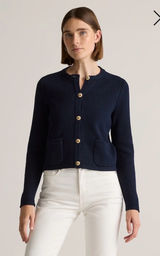 Quince Organic Cotton Sweater Jacket size Small in Navy Photo 0