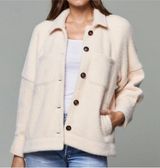 Anthropologie Greylin Charley Cozy Oversized Button Down Jacket Shacket Cream Photo 0