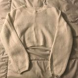 White Cropped Sweater Photo 0