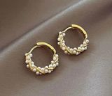 18K Gold Plated White Pearl Hoop Earrings for Women Photo 0