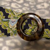 Vera Bradley ‘Cambridge’ green blue pattern fabric belt, one size Photo 0