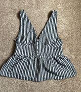 Navy & White Striped Peplum Tank Top.  Size Small Photo 0