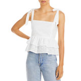 Lost + Wander White Eyelet Ruffle Top Photo 0