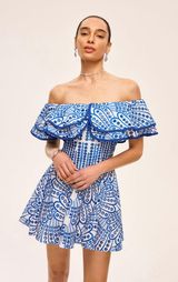 NWT COMMENSE blue and white Embroidered Semi Photo 0