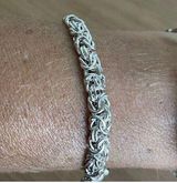 Sterling Silver Bracelet Black Onyx 7in Byzantine chain link Photo 0