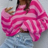 Shein Pink Striped Cropped Sweater Medium Photo 0