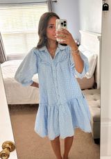 Sandy Liang 3/4 Sleeve Gingham Dress Photo 0