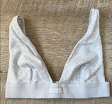 SKIMS Stretch Cotton Rib Plunge Bralette In Light Heather Grey Size Medium Photo 0
